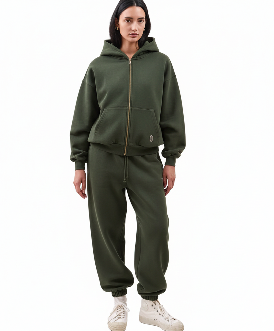 Olive NFE Zip-Up Hoodie